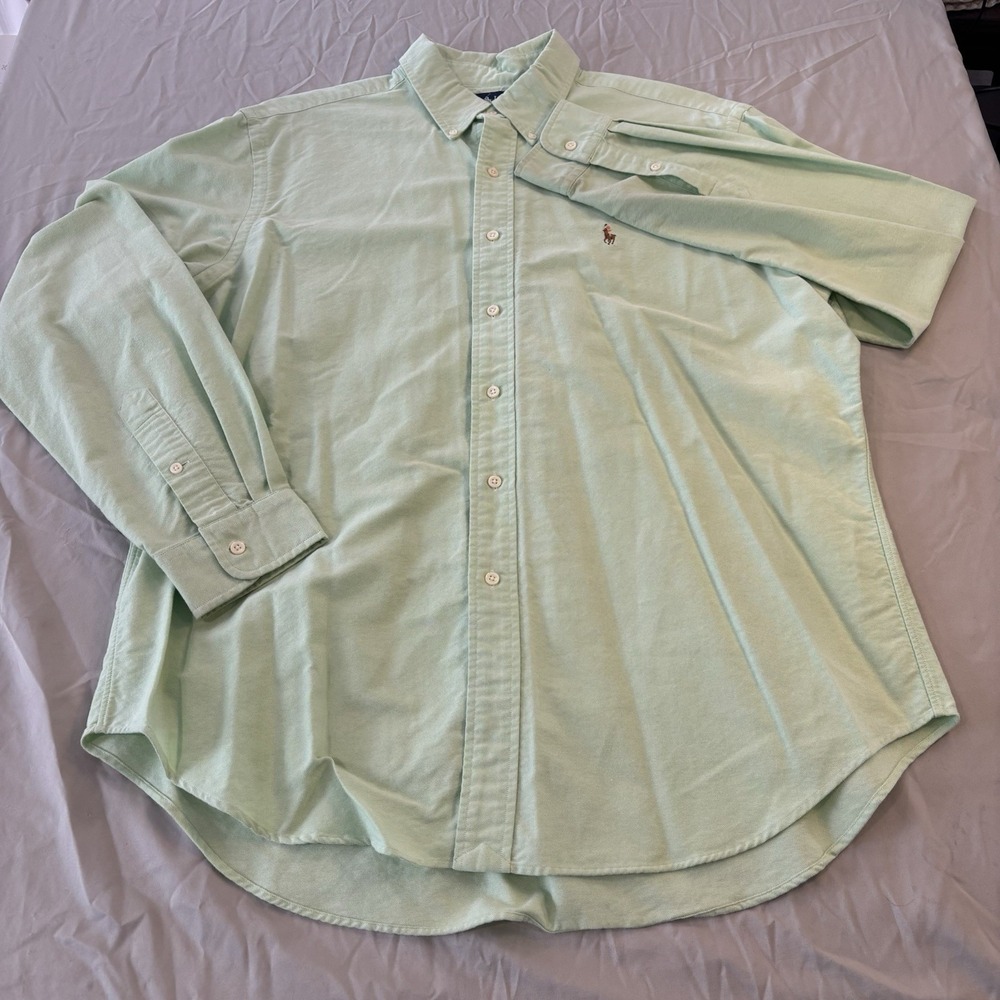 Polo Ralph Lauren Classic Fit Shirt Men's Extra Large XL Green Flesh Pony Preppy
